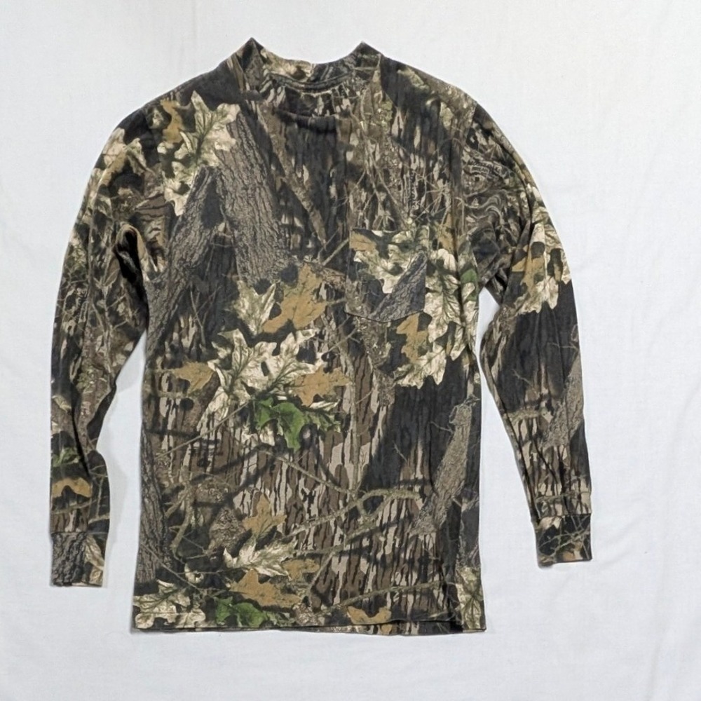 Mossy Oak Break-Up Camo Long Sleeve Pocket Tee Mens Large Made in USA